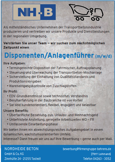 Stellenanzeige Dispo